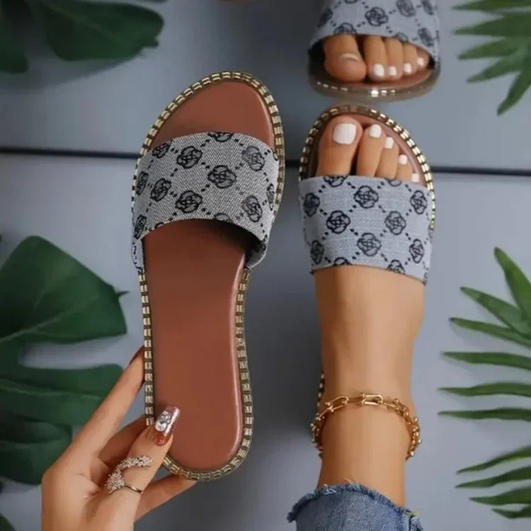 Sandalias planas denim para mujer - LYNO