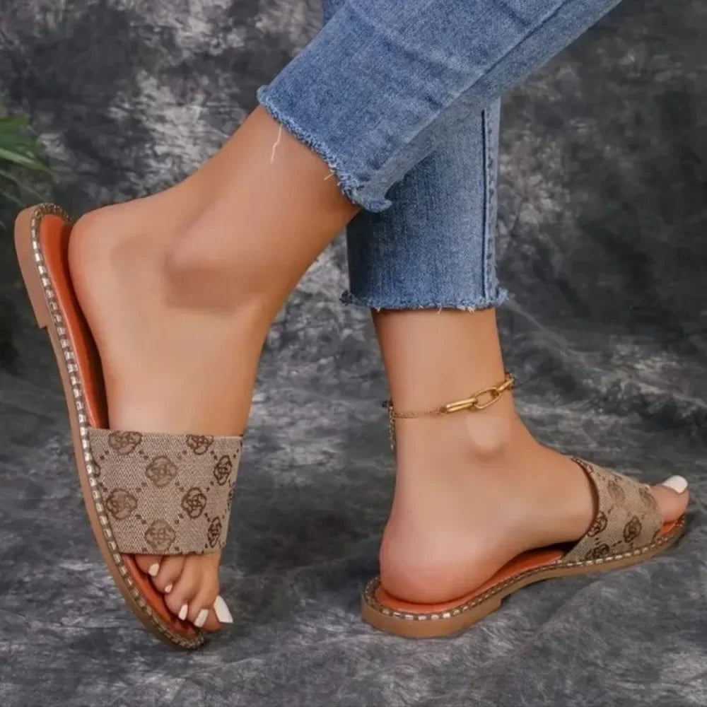 Sandalias planas denim para mujer - LYNO