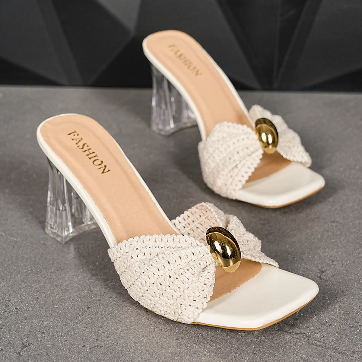 Sandalias tejidas de tacón para mujer - LYNO